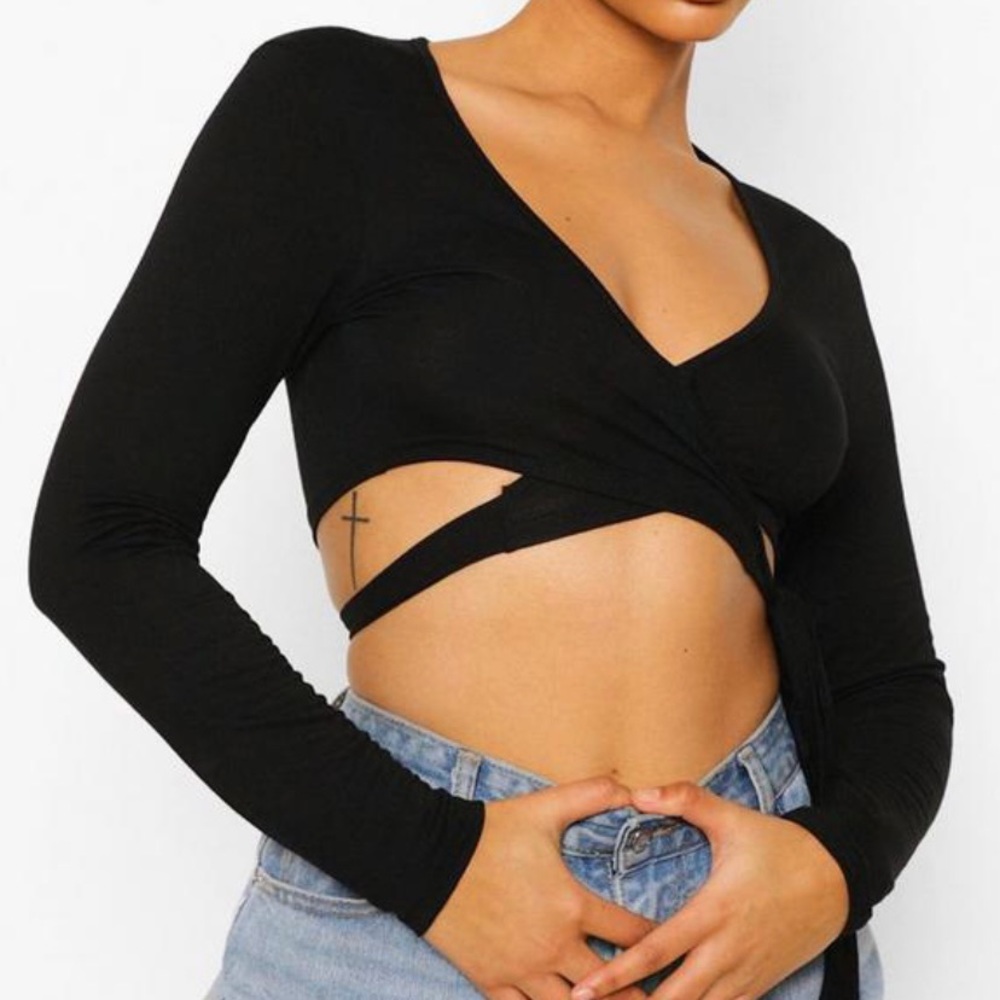 Black Cutout Crop Top